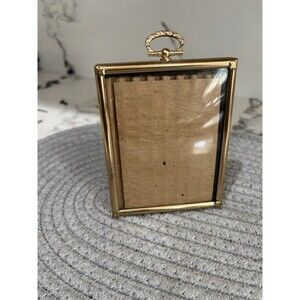 Vintage Bubble/convex Glass Footed Gold Metal Photo Frame MCM Easel